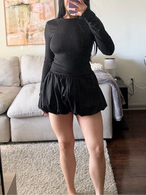 Black Long Sleeve Bubble Romper